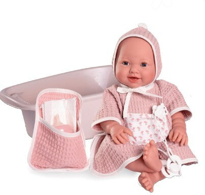 Recién Nacida Mia pipí con capa de baño y bañera